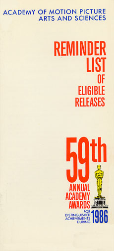 1986 (59th) Reminder List 1986 (59th) Reminder List