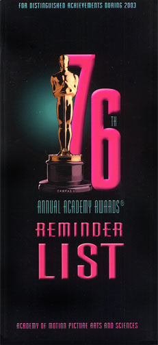 2003 (76th) Reminder List 2003 (76th) Reminder List
